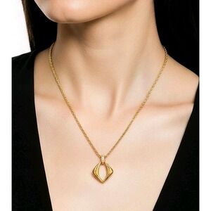 Vintage YSL Gold Geometric Pendant Necklace Y2K